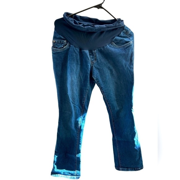 Indigo Blue maternity blue jeans with elastic waist Large - Picture 1 of 8